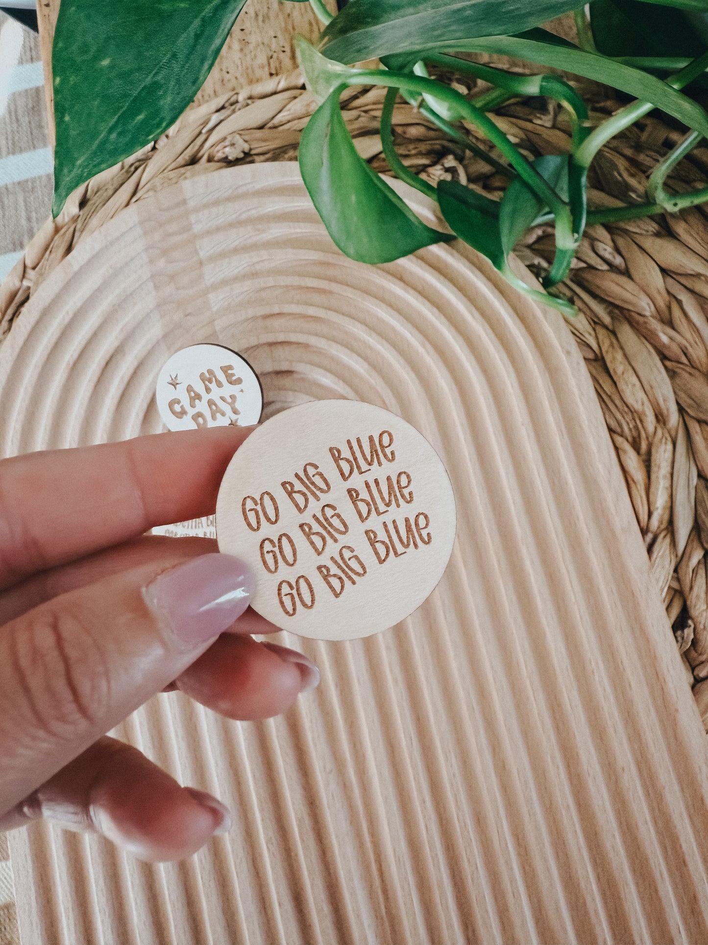 Team Spirit Button | Wood Pin