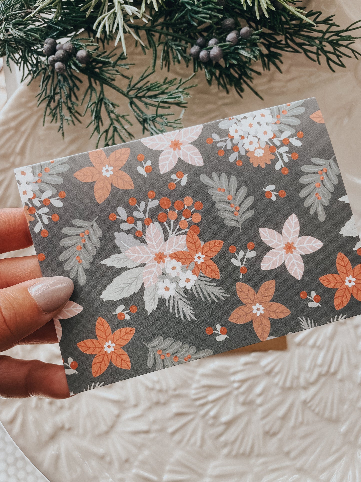 Christmas Dark Floral | Greeting Set