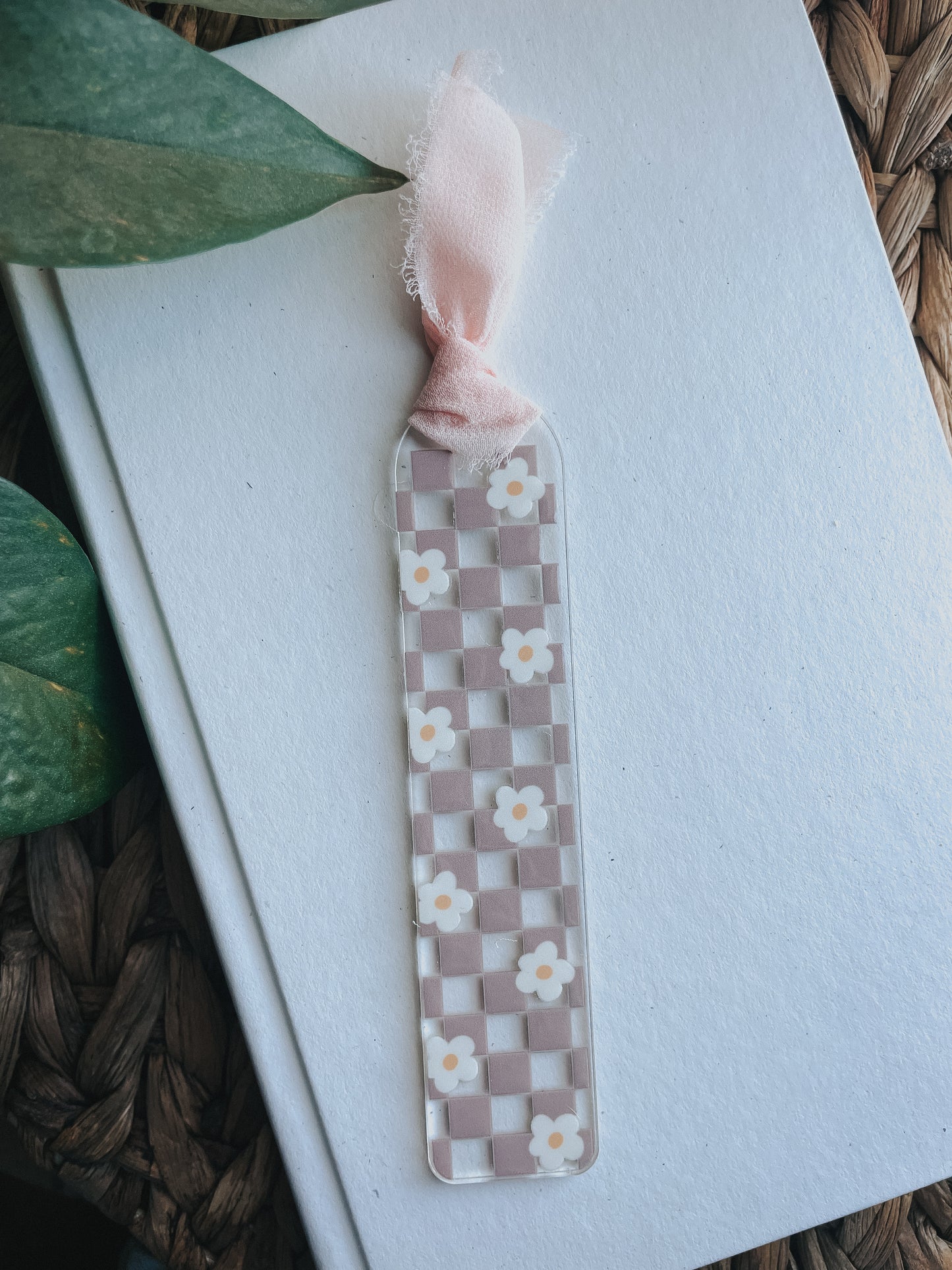 Daisy Brown Check Bookmark | Acrylic