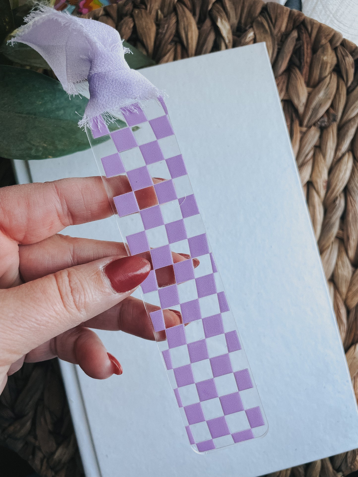 Purple Wavy Check Bookmark | Acrylic