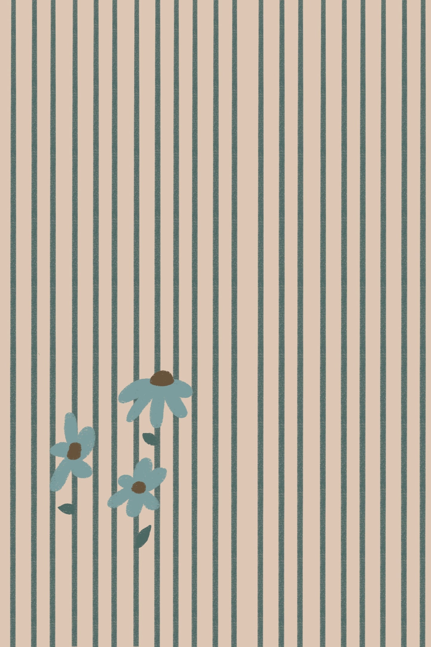 Blue Floral Stripe | Free Wallpaper