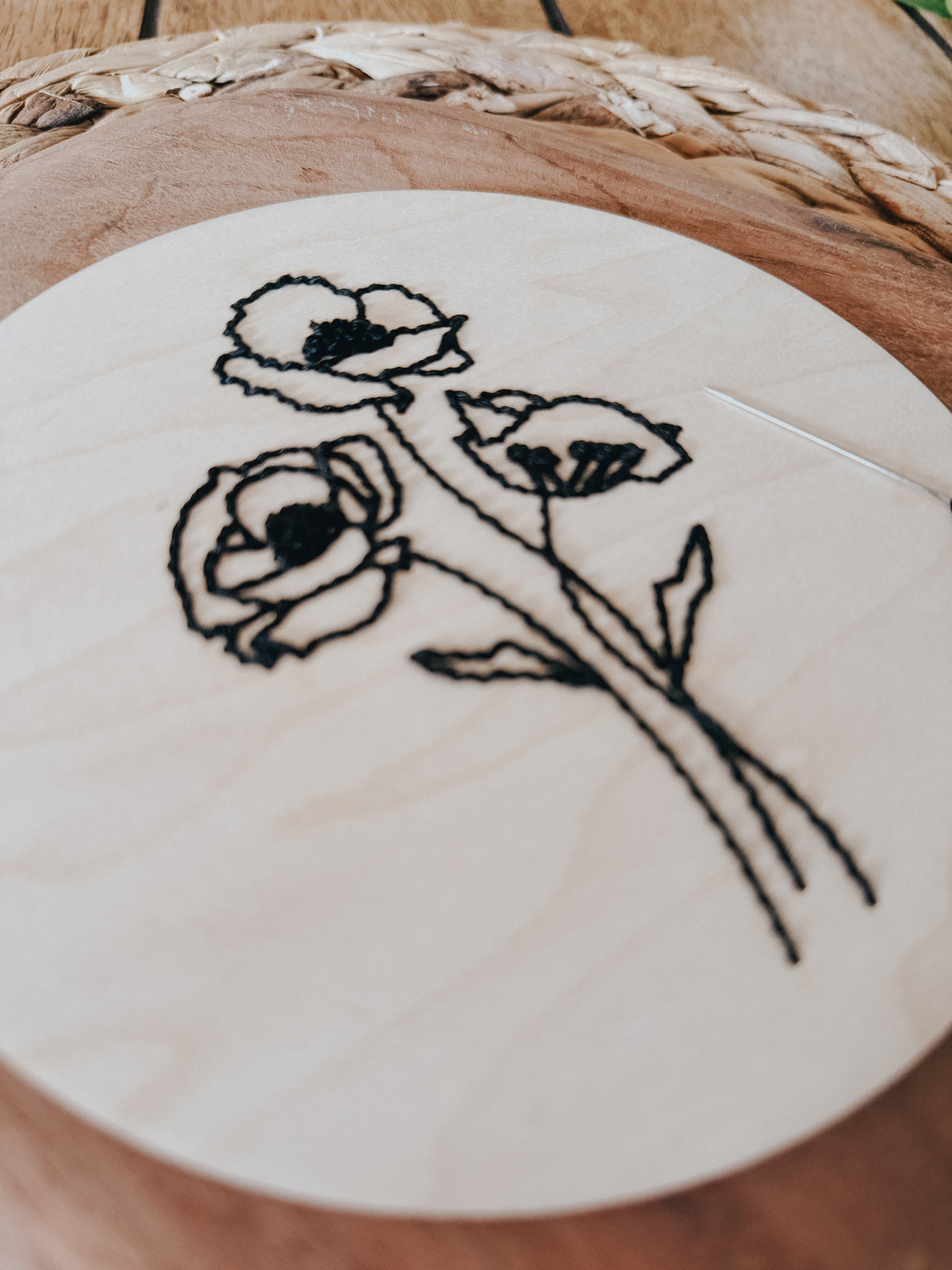 Black Floral #1 | Embroidery Kit