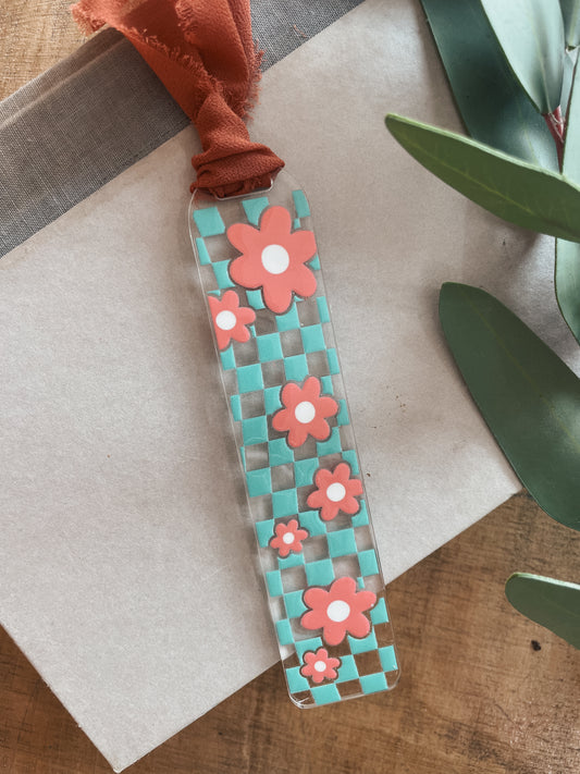 Green Checkered Bookmark | Acrylic