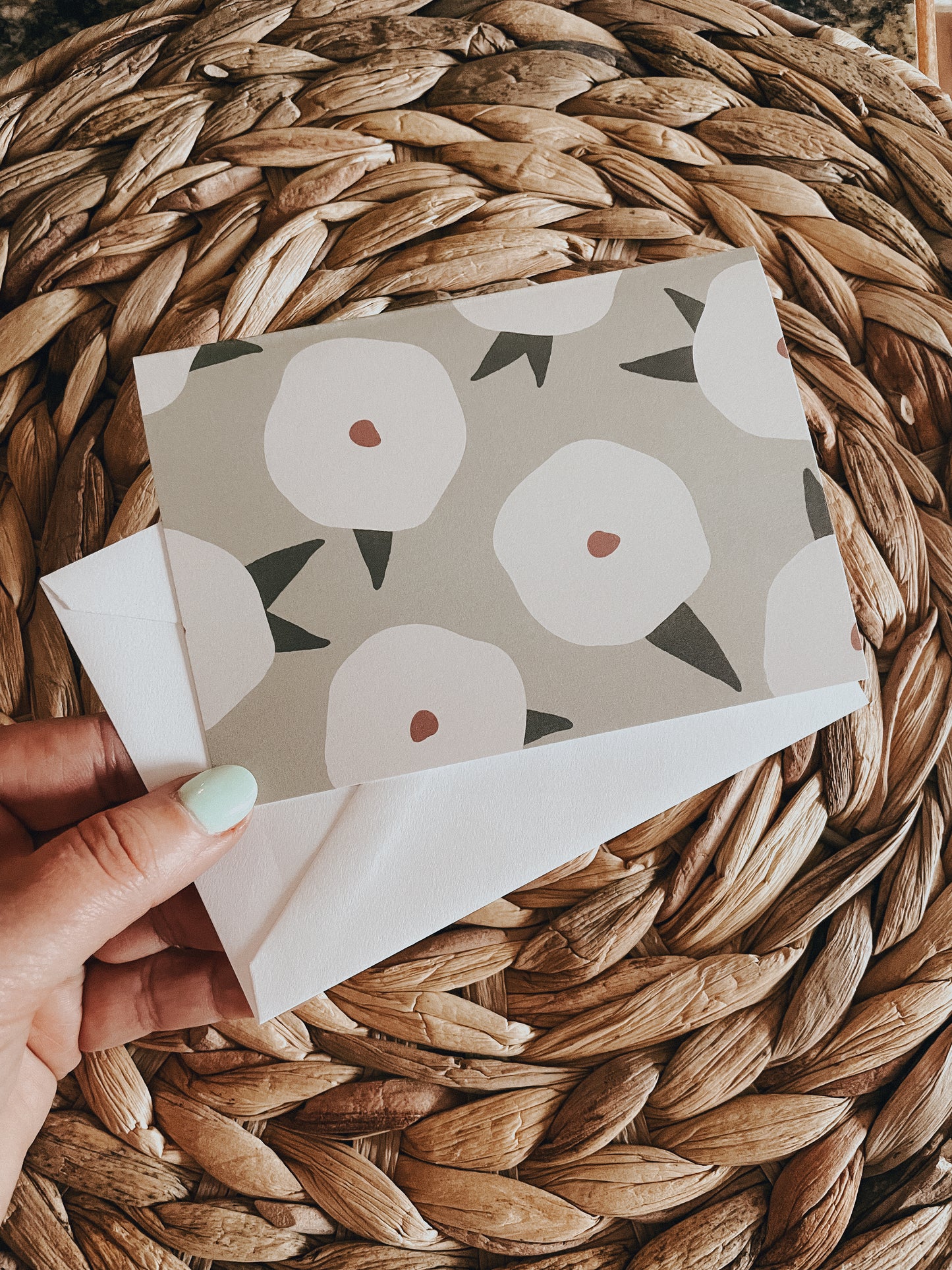 green + white floral | Notecard Set