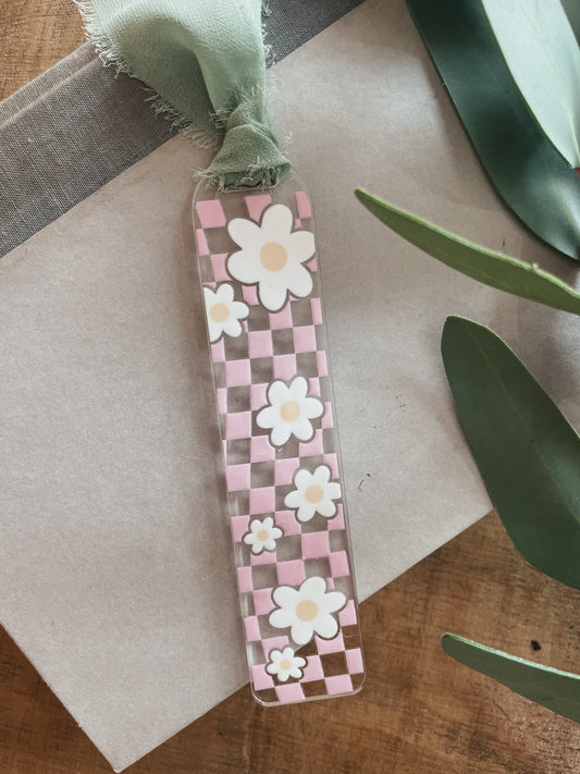 Pink Checkered Bookmark | Acrylic