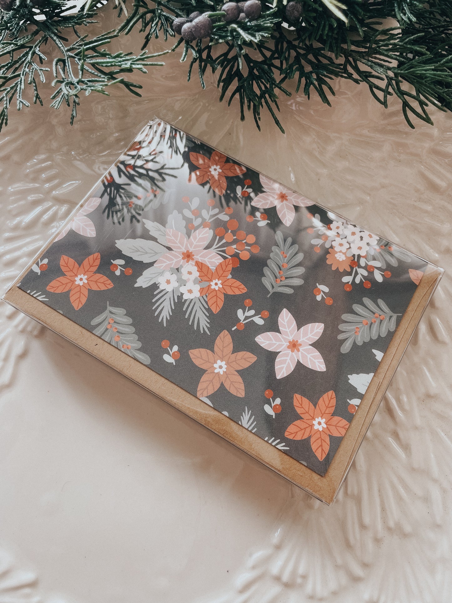Christmas Dark Floral | Greeting Set