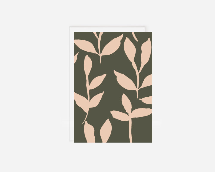 dark green floral | single card