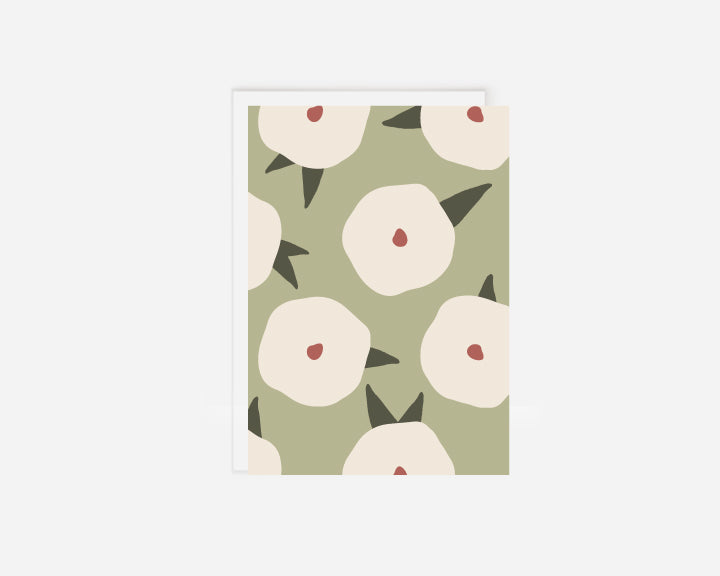 green + white floral | single card